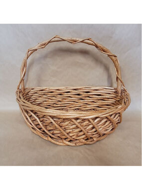 Large Half-circle Brown Wicker/RattanBasket 14 in x 19 in wide x 11 in deep